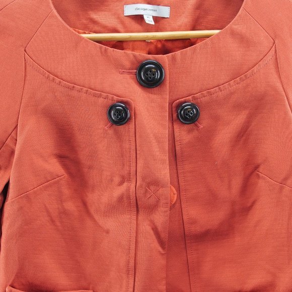 Classiques Entier Women's Burnt orange 3 Button round Neck Career Work Blazer XS - Picture 3 of 8